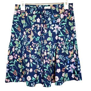Loft Outlet Women Skirt Sz Small Floral Short Front Tied Tiered Colorful Spring